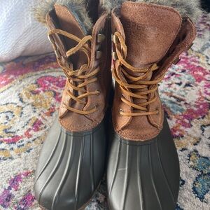 Sperry Brown Suede white water duck boots.